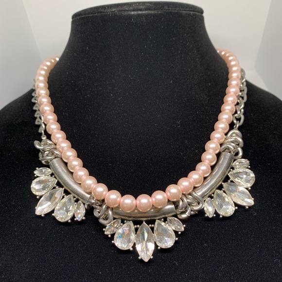 Gorgeous Layered Crystal and Pearl Statement Necklace - Picture 4 of 8
